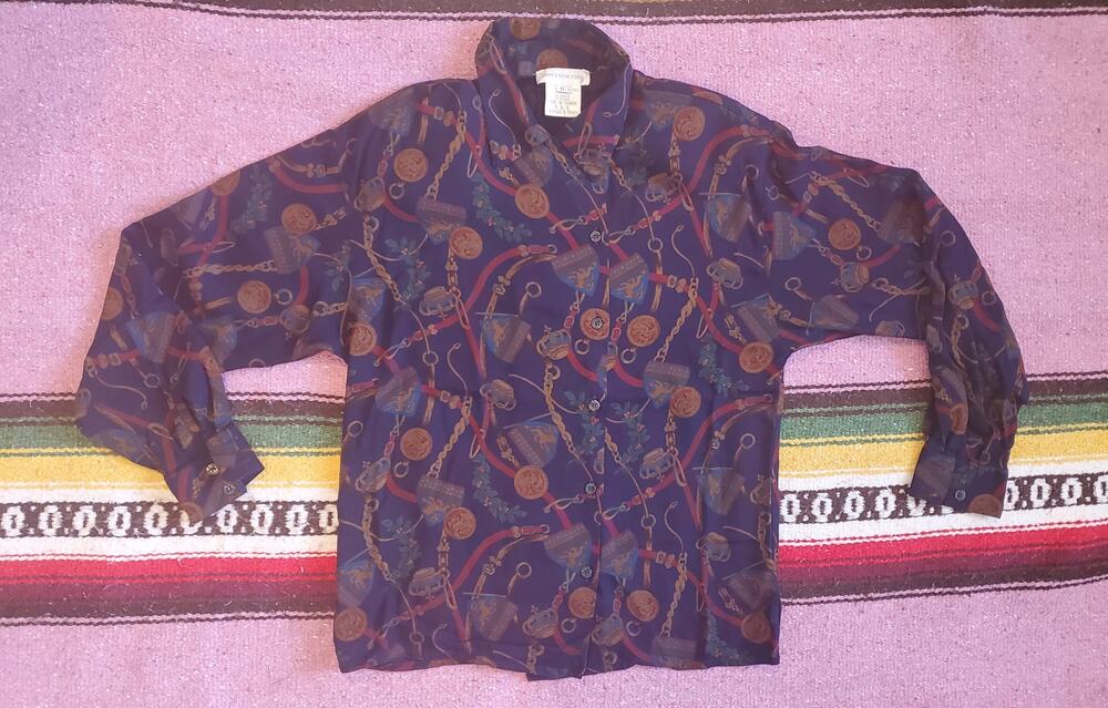 Vintage Jones New York Design Long Sleeve Shoulder Pad Shirt